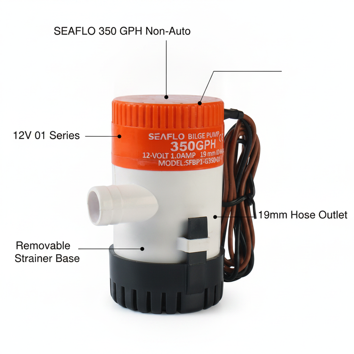 SEAFLO Bilge Bilge Bilge 12V 350 GPH 01 Series Non-Auto Bilge | 4Boats - UK Stock image 1