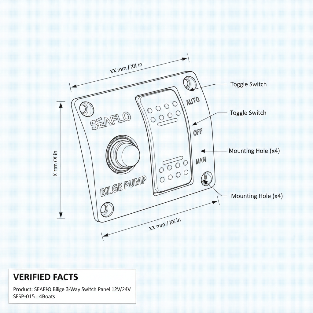 SEAFLO Bilge 3‑Way Switch Panel 12V/24V SFSP-015 | 4Boats - Technical specification image 3