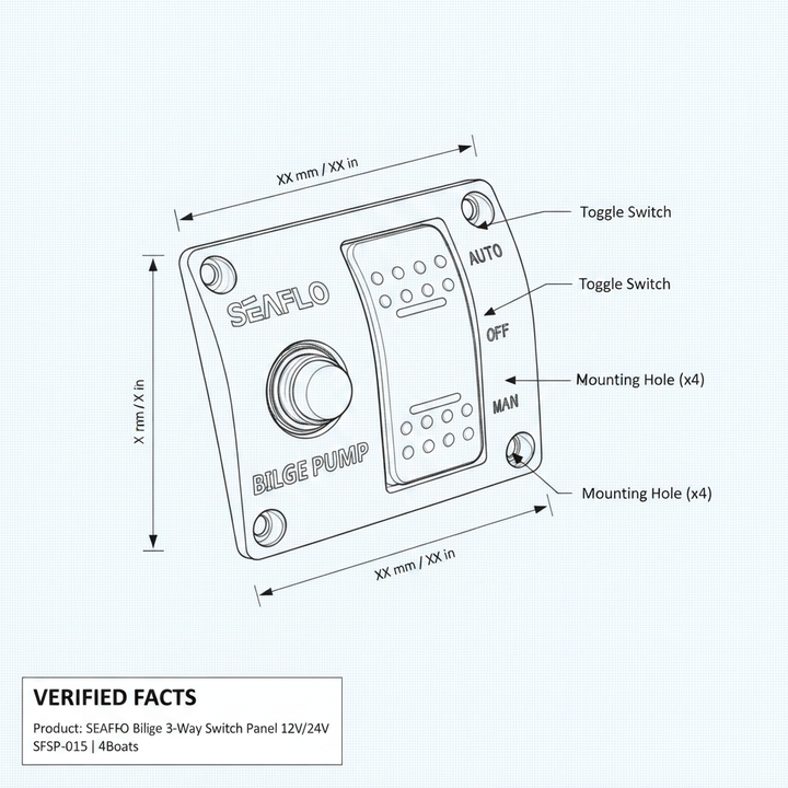 SEAFLO Bilge 3‑Way Switch Panel 12V/24V SFSP-015 | 4Boats - Technical specification image 3