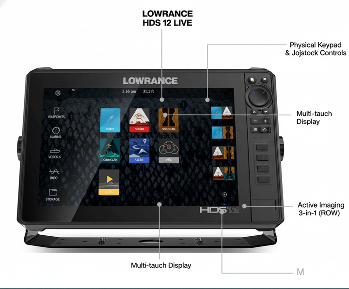 Lowrance HDS 12 LIVE Fishfinder with Active Imaging 3-in-1 (ROW) - Technical specification image 2