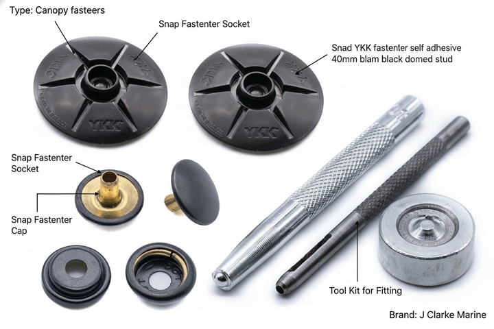 Snad YKK fastener self adhesive 40mm black domed stud kit - Technical specification image 2