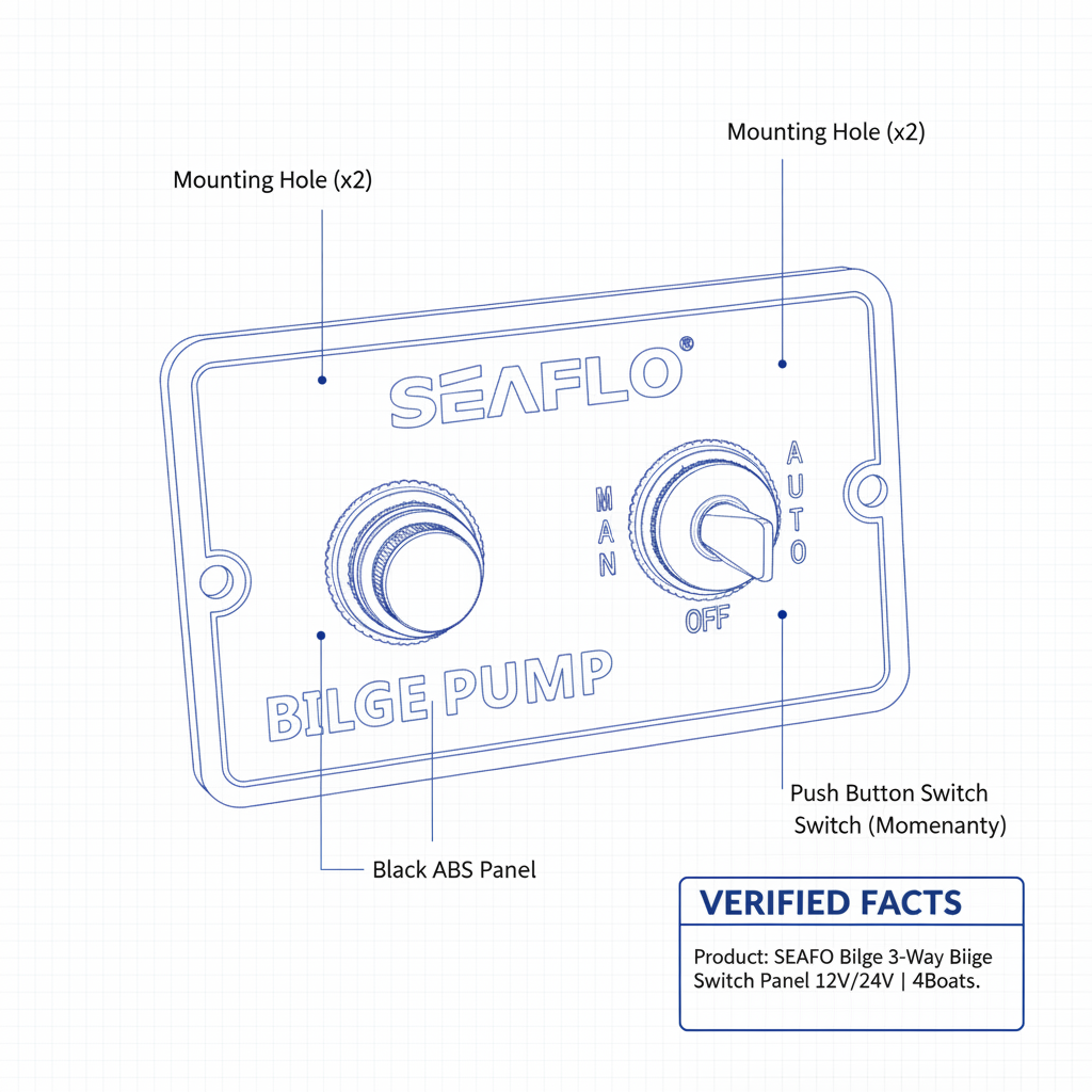 SEAFLO Bilge 3-Way Bilge Switch Panel 12V/24V | 4Boats - Technical specification image 3