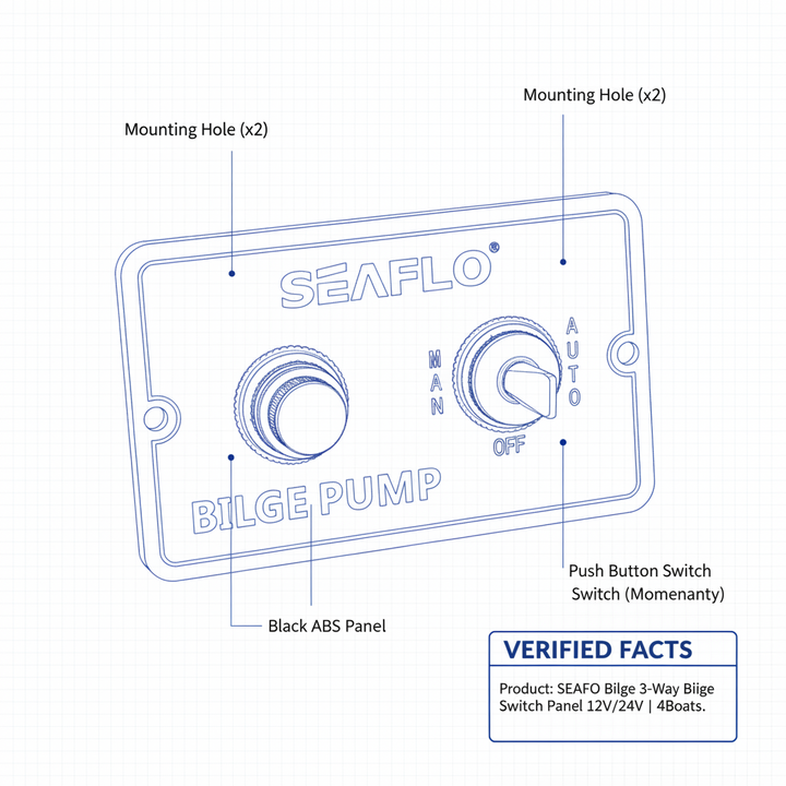 SEAFLO Bilge 3-Way Bilge Switch Panel 12V/24V | 4Boats - Technical specification image 3