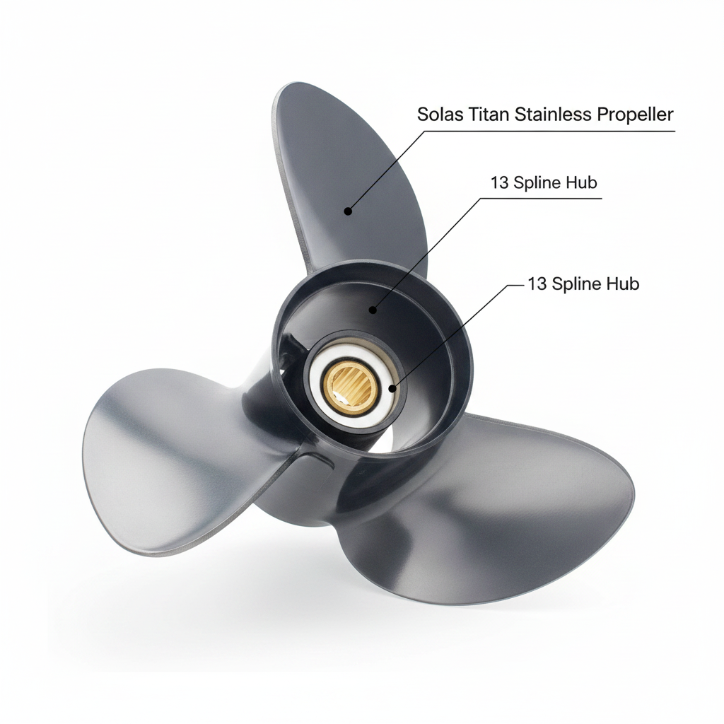 Solas Titan Stainless Propeller for Johnson Evinrude 70-140HP 13 Spline 13.75x15 - Technical specification image 2