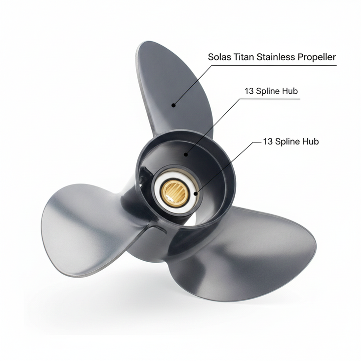 Solas Titan Stainless Propeller for Johnson Evinrude 70-140HP 13 Spline 13.75x15 - Technical specification image 2
