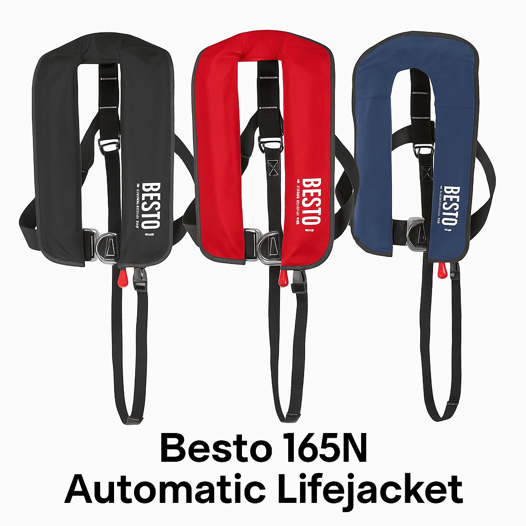 Besto 165N Inflatable Lifejacket 165N 40+kg Adult in Navy, Red or Black
