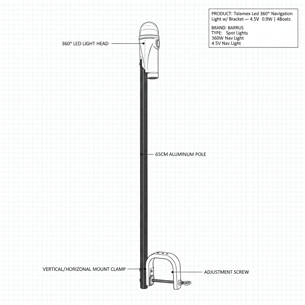 Talamex Led 360° Navigation Light w/ Bracket — 4.5V 0.9W | 4Boats - Technical specification image 2