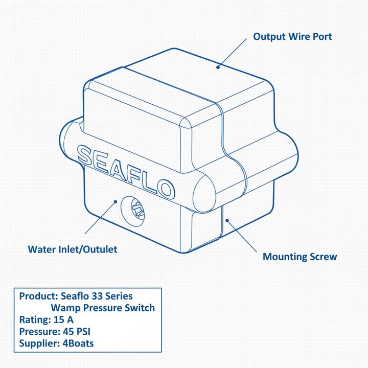 Seaflo 33 Series Water Pump Pressure Switch 15 A 45PSI | 4Boats - Technical specification image 3