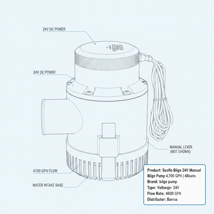 Seaflo Bilge 24V Manual Bilge Pump 4,700 GPH | 4Boats - Technical specification image 3