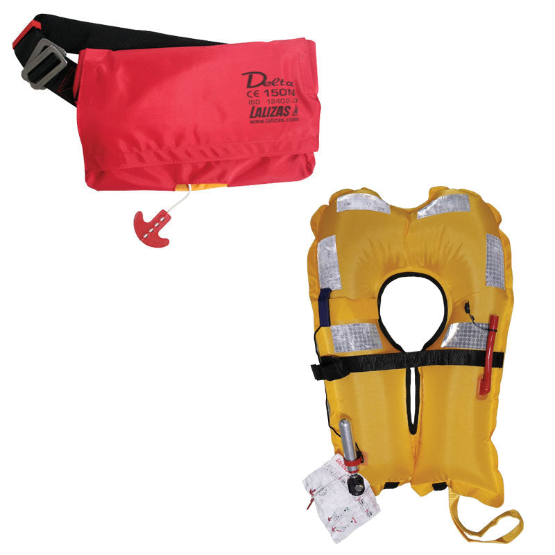 Lalizas Delta 150N Auto Inflatable Lifejacket Belt Pack ISO 12402-3 Adult Marine