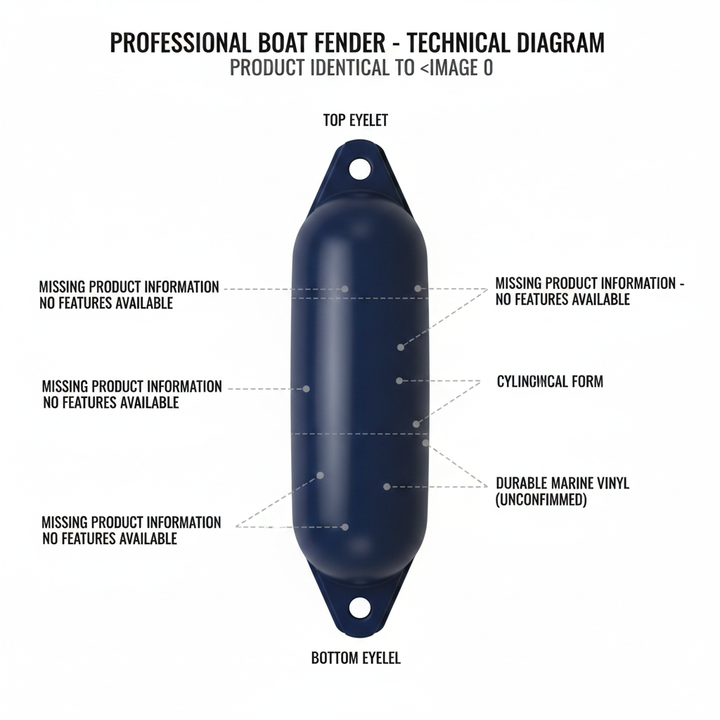 Talamex Star 0 Navy Boat Fender 10x40cm Inflatable Marine Vinyl - Technical specification image 3
