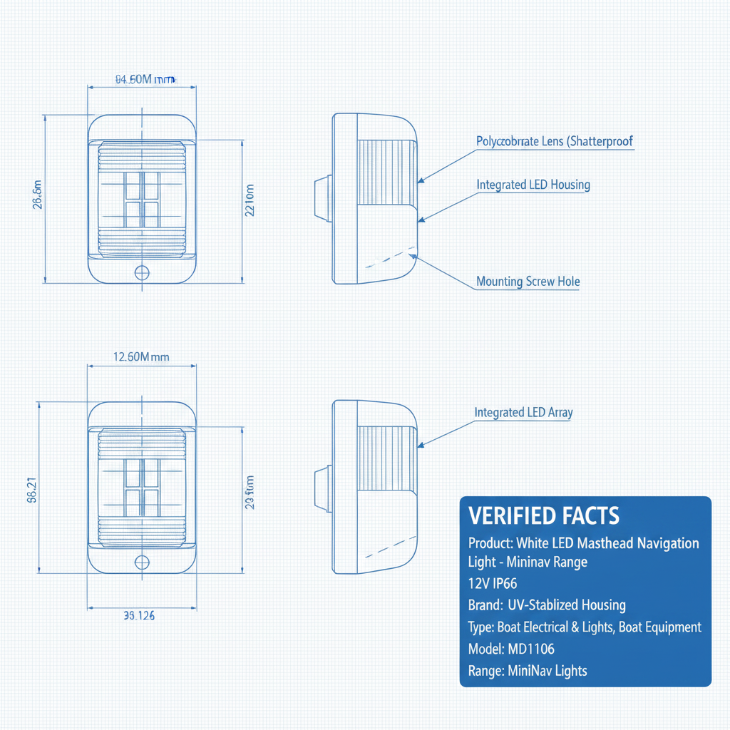 White Masthead MiniNav LED Masthead Light — up to 12 m | 4Boats - Technical specification image 3