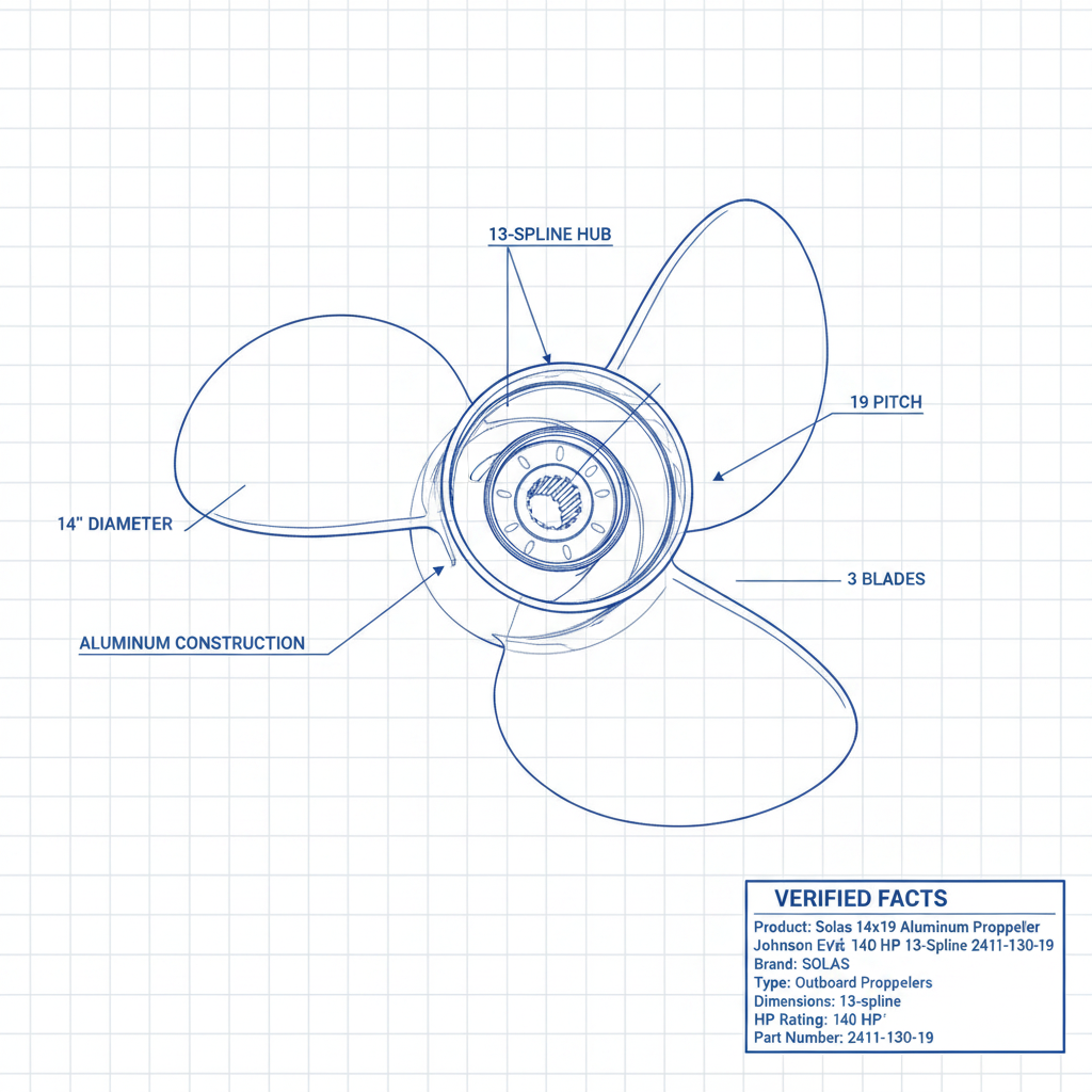 Solas 14x19 Aluminum Propeller Johnson Evinrude 75-140 HP 13-Spline 2411-130-19 - Technical specification image 3