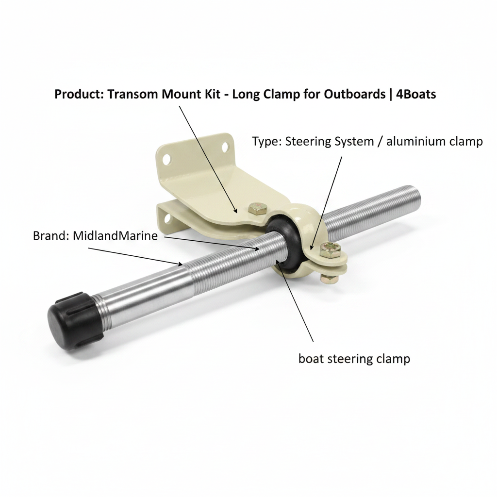 Transom Mount Kit - Long Clamp for Outboards | 4Boats - UK Stock image 1