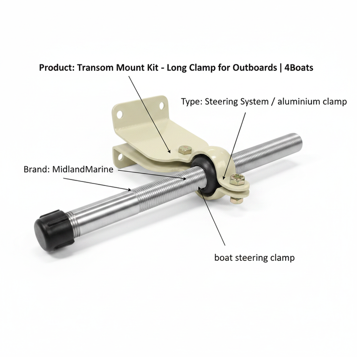 Transom Mount Kit - Long Clamp for Outboards | 4Boats - UK Stock image 1