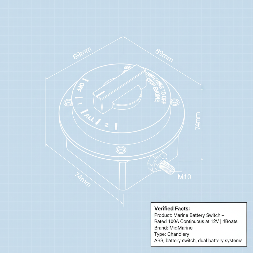 Marine Battery Switch – Rated 100A Continuous at 12V | 4Boats - Technical specification image 3