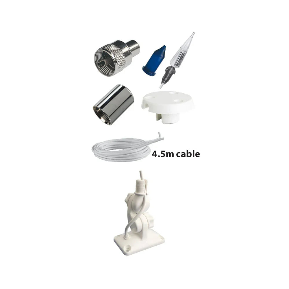 Glomex 0.9 m Stainless Steel Whip Full Kit | 4Boats