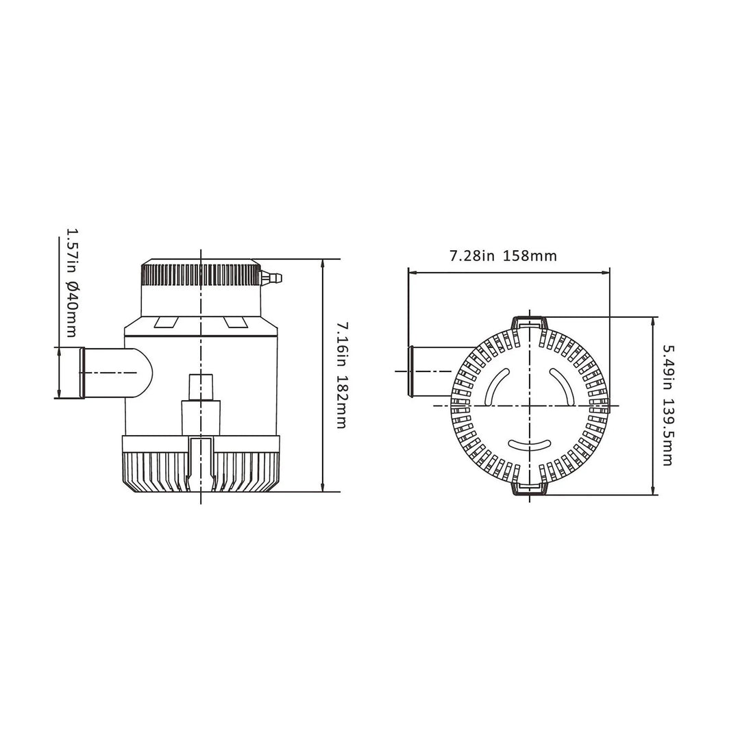 Seaflo 12V 3000GPH Marine Bilge Pump Non-Auto Submersible SFBP1-G3000-01 Boat