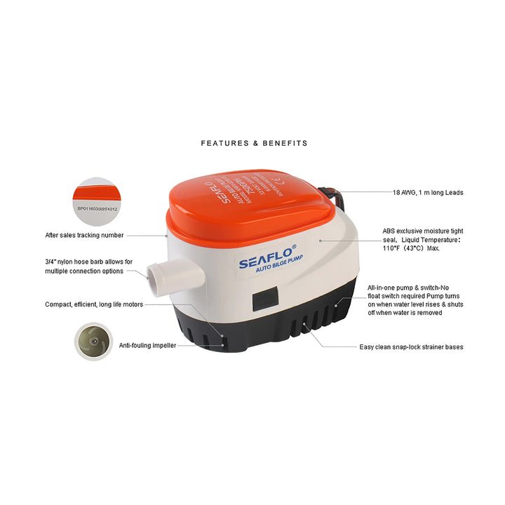 Seaflo Automatic Bilge Pump 12V 750 GPH ( | 4Boats