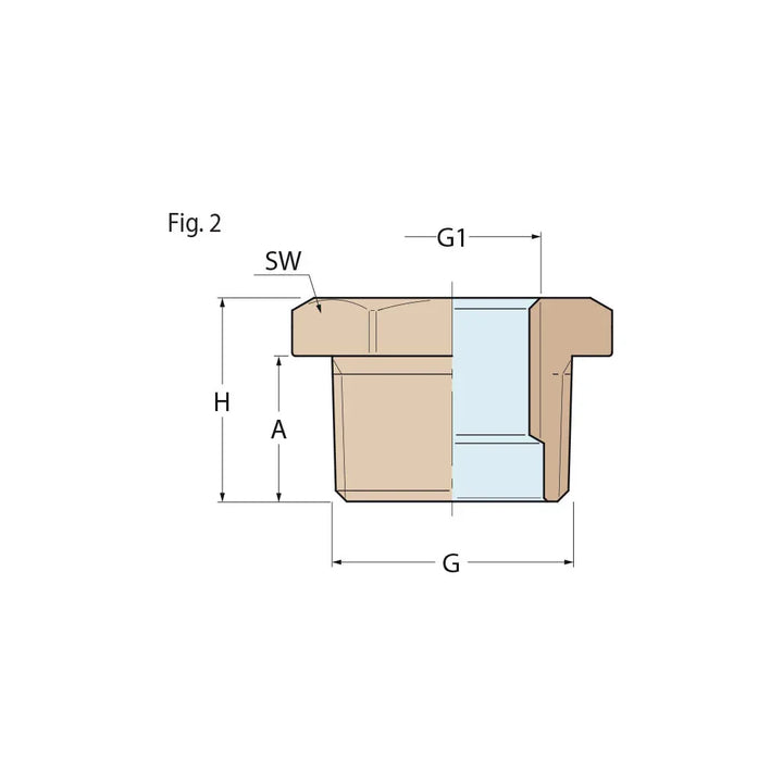 Guidi Brass M-F Bushing 32 mm x 9.5 mm (1-1/4 × 3/8 in) BSPT | 4Boats