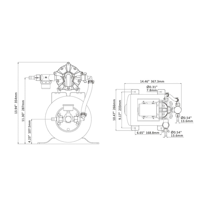 Seaflo 12V 3.0GPM 60PSI Water Pressure Pump System with 8L Accumulator Tank