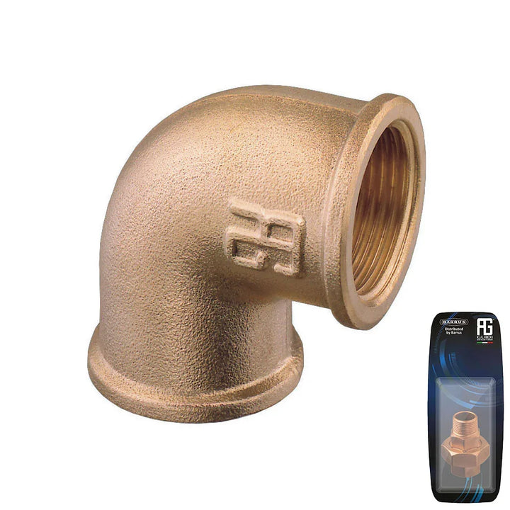 Guidi Brass 90° Brass Elbow F‑F 32 mm (1¼ in) - Retail Packed | 4Boats
