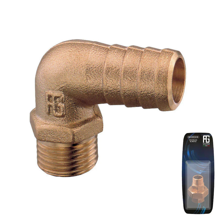Guidi Brass 90° Brass Hose Connector, Male G 1 in x 1/2 in | 4Boats