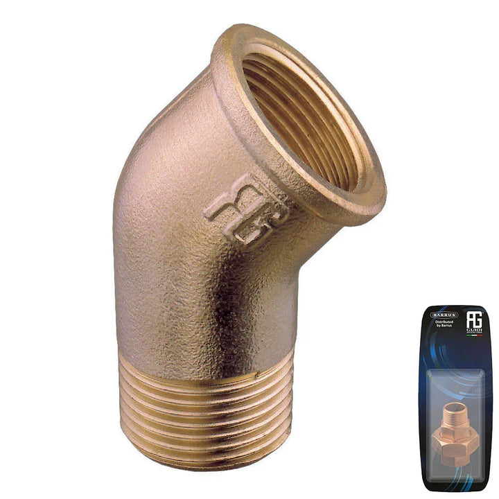 Guidi Brass 45° Elbow BSP M-F 25 mm x 6.4 mm - Retail Pack | 4Boats