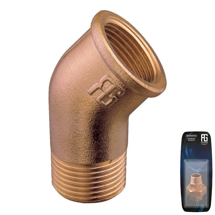 Guidi Bronze 45° Elbow M-F 19 mm (3/4 in) Retail Pack | 4Boats