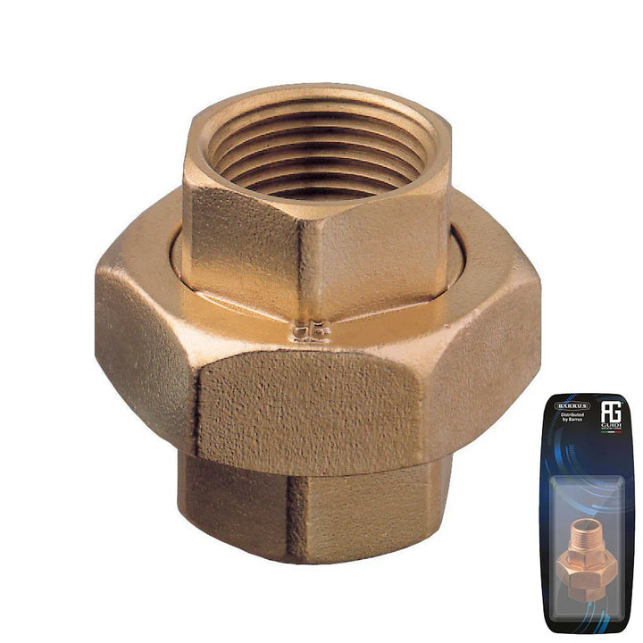 Guidi Brass Union F-F Tapered Seat 9.5 mm (3/8 in) Retail Pac | 4Boats