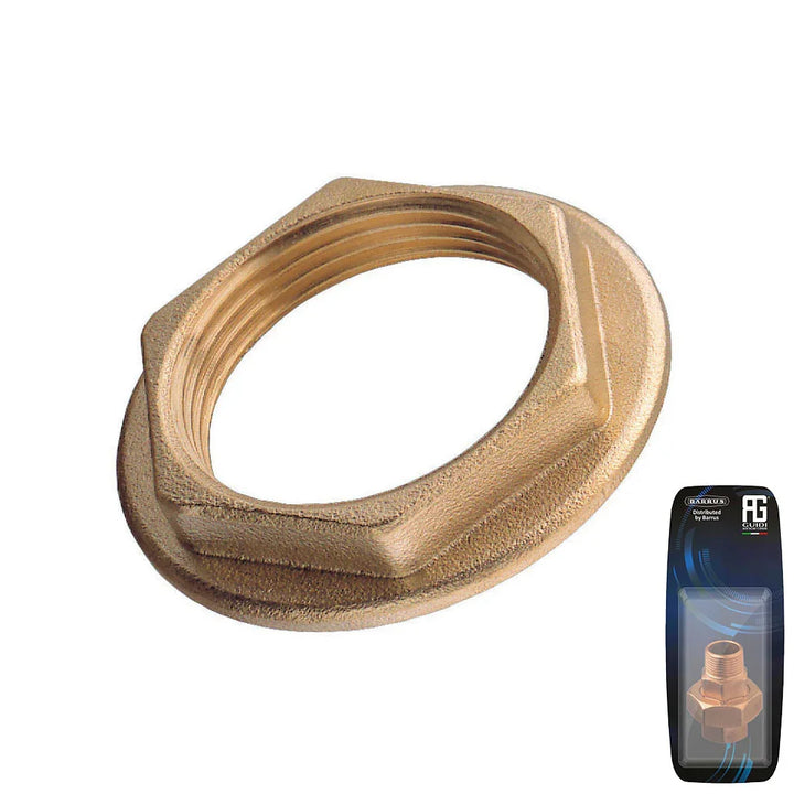 Guidi Brass Flanged Lock Nut 1/2 in - Retail Pack | 4Boats