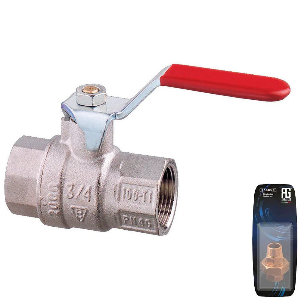 Guidi Nickel‑Plated Brass Lever Ball Valve M‑M, 25 mm (1 in) | 4Boats