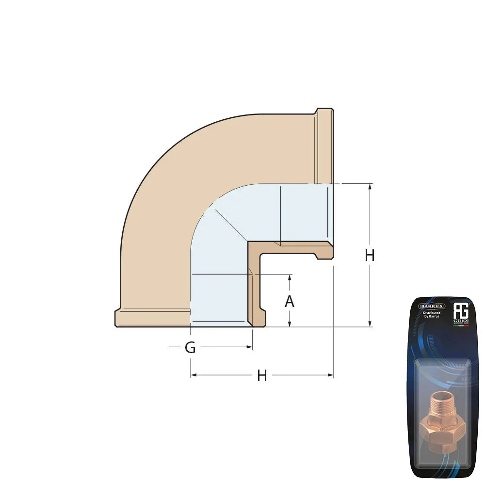 Guidi Brass 90° Elbow F-F 50.8 mm (2 in) BSP | 4Boats