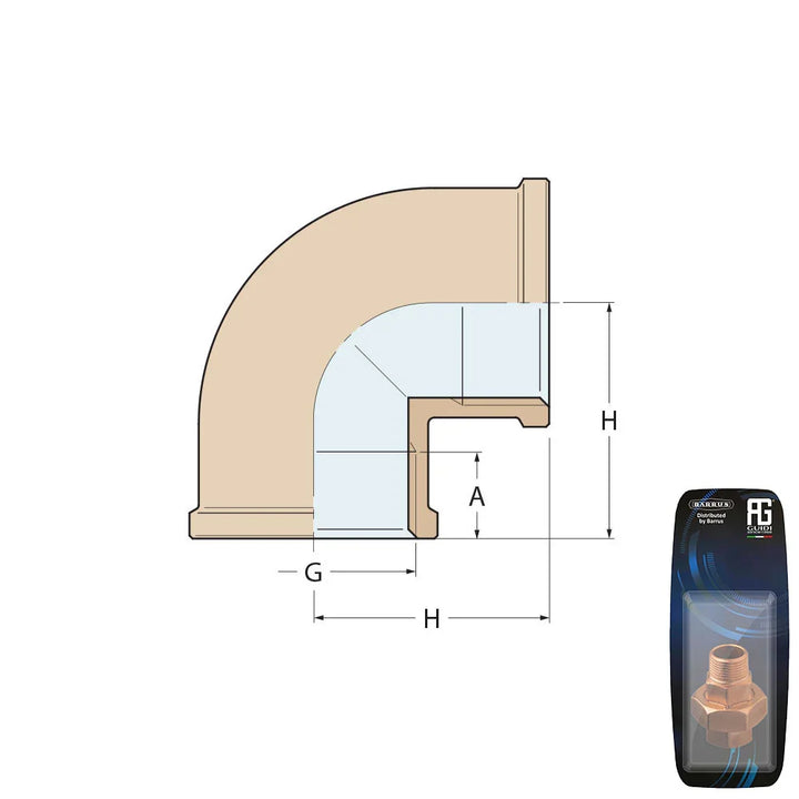 Guidi Brass 90° Elbow F-F 50.8 mm (2 in) BSP | 4Boats