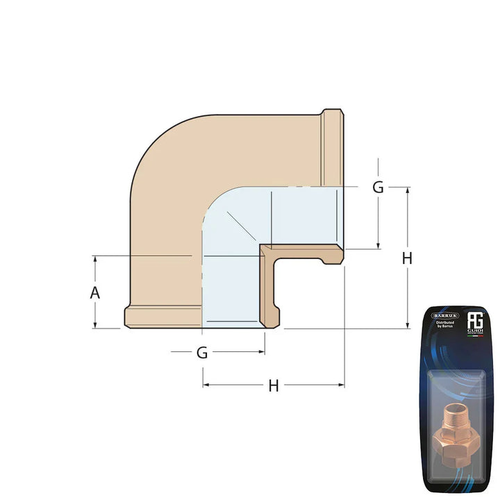 Guidi Bronze 90° Elbow F-F 25.4 mm (1 in) | 4Boats