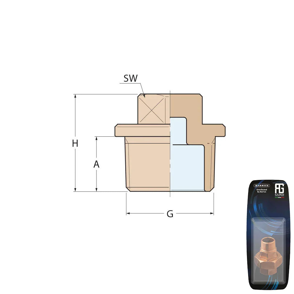 Guidi Brass 3/4 in BSPT Brass Plug - Retail Pack | 4Boats