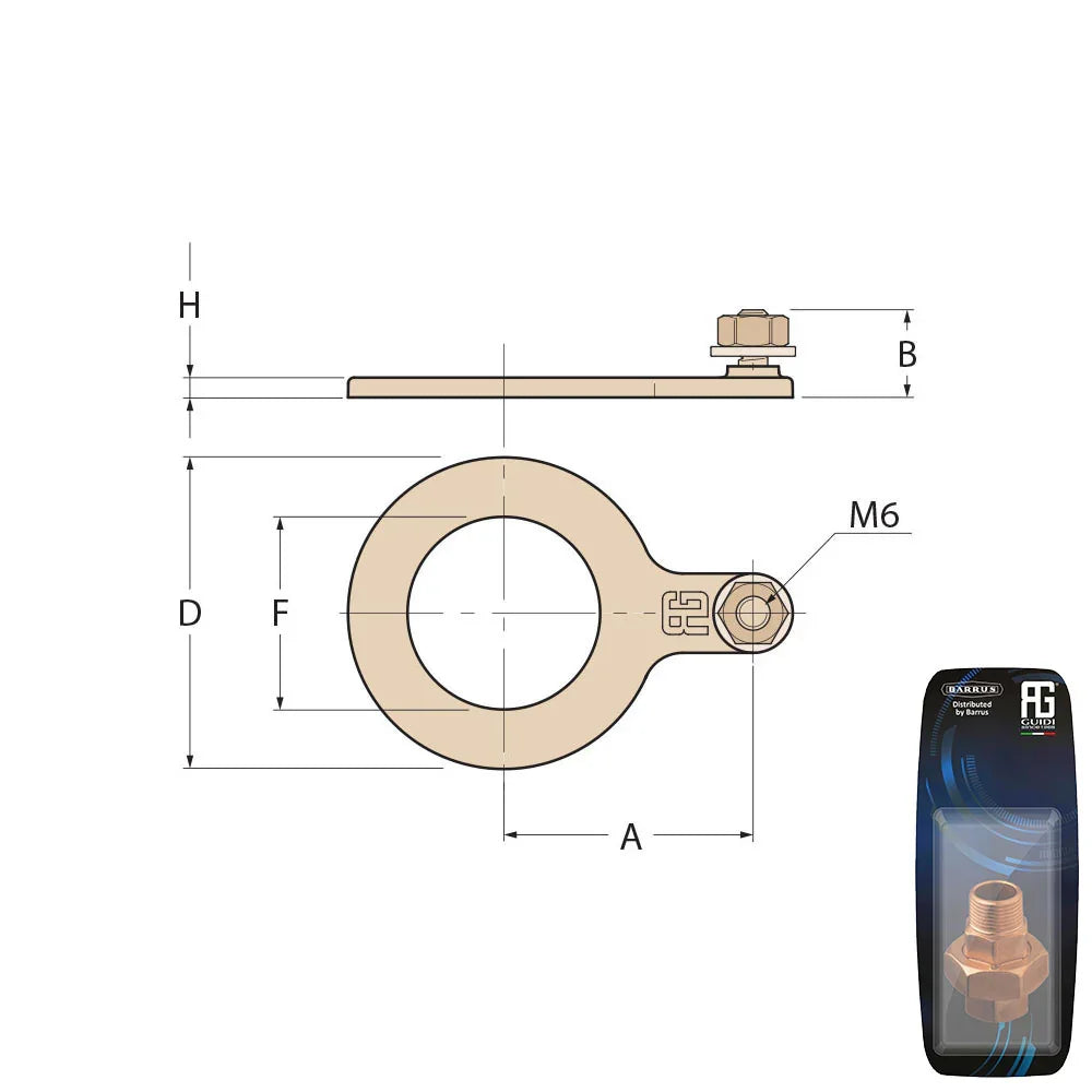 Guidi Brass Washer & Bonding Terminal 2 in - Retail Pack | 4Boats