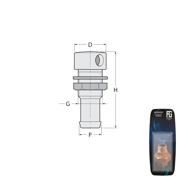 Guidi Chrome Plated Brass Straight Vent 19×16 mm | 4Boats