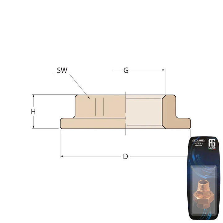 Guidi Bronze Flanged Lock Nut 1 in 1/2 - Retail Packed | 4Boats