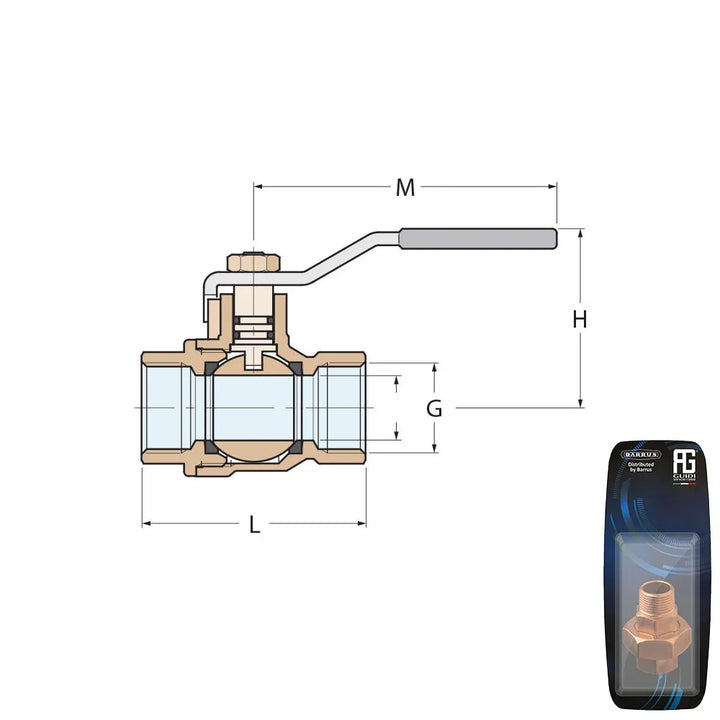 Guidi Nickel-Plated Brass Lever Ball Valve, Male BSP 1-1/4 in | 4Boats