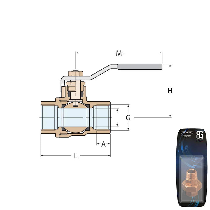 Guidi Nickel-Plated Brass Ball Valve, BSPP 32 mm | 4Boats
