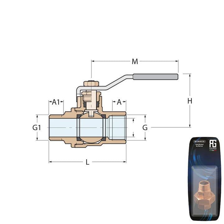 Guidi Nickel Plated Brass Lever Ball Valve M-F 3/4 in | 4Boats