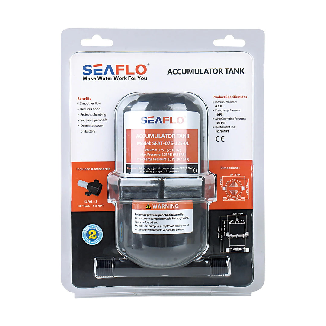 SEAFLO Accumulator Tank 0.75L 10-125 psi Accumulator Tank