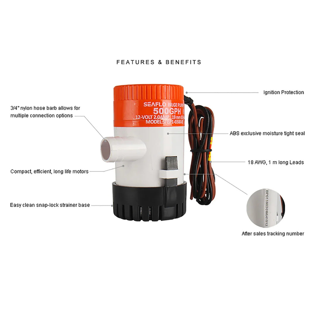 Seaflo  Manual 01 Series Bilge Pump 24V 1892 LPH | 4Boats