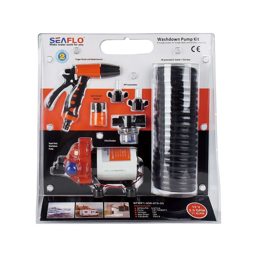 Seaflo 12V 3.0GPM 70PSI Marine Washdown Pump Kit 33 Series SFDP1-030-070-33