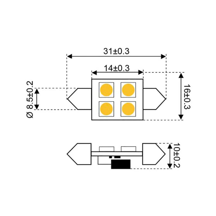 Talamex S-Led 4 Festoon 10-30V 31 mm