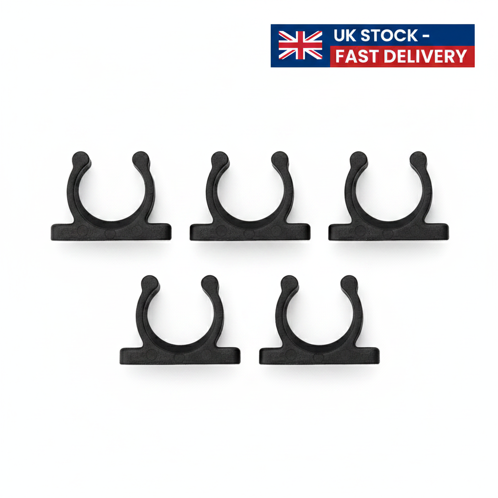 5x 15mm Plastic Nylon Support Clips - Marine Boat Hook & Pipe Storage Holder - UK Stock image 1