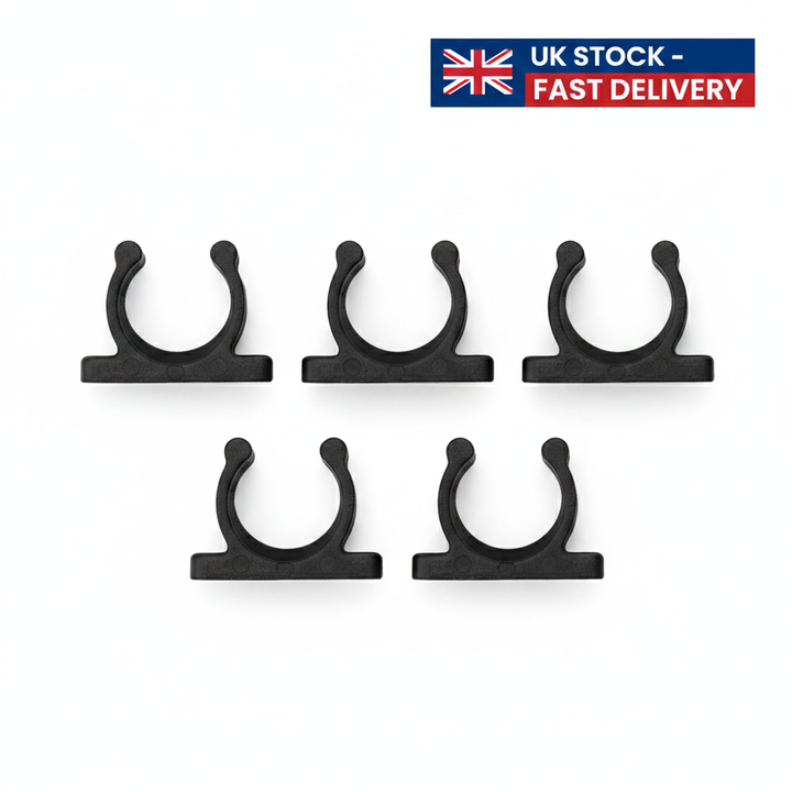 5x 15mm Plastic Nylon Support Clips - Marine Boat Hook & Pipe Storage Holder - UK Stock image 1