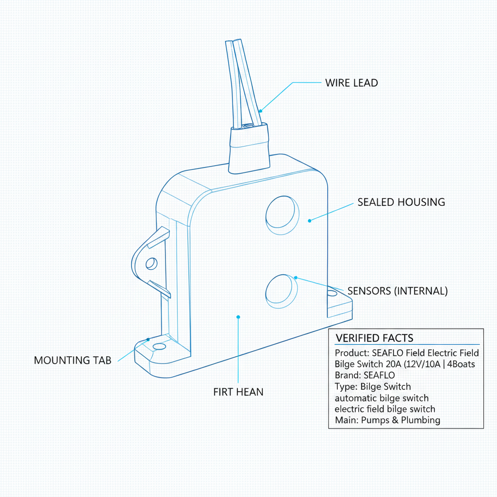 SEAFLO Field Electric Field Bilge Switch 20A (12V)/10A | 4Boats - Technical specification image 2