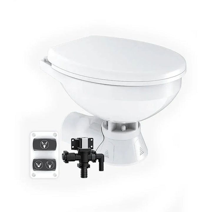 24V Quiet Flush Electric Marine Toilet Regular Bowl MTE204R Boat Yacht